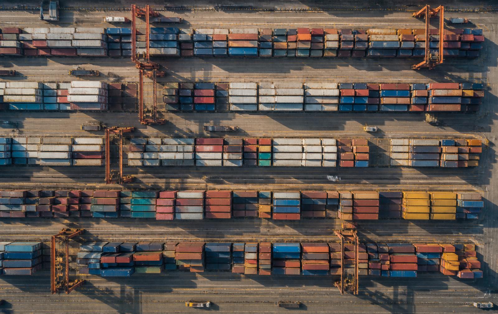 Aerial view of a Jagson container yard